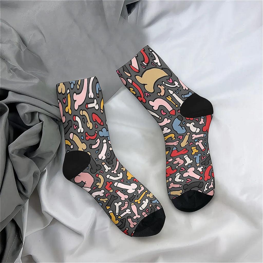 Смешное абстрактное искусство Дик Красочные принты мода повседневные уличные спортивные короткие носки-гольфы аксессуары Мужчины идеальный подарок