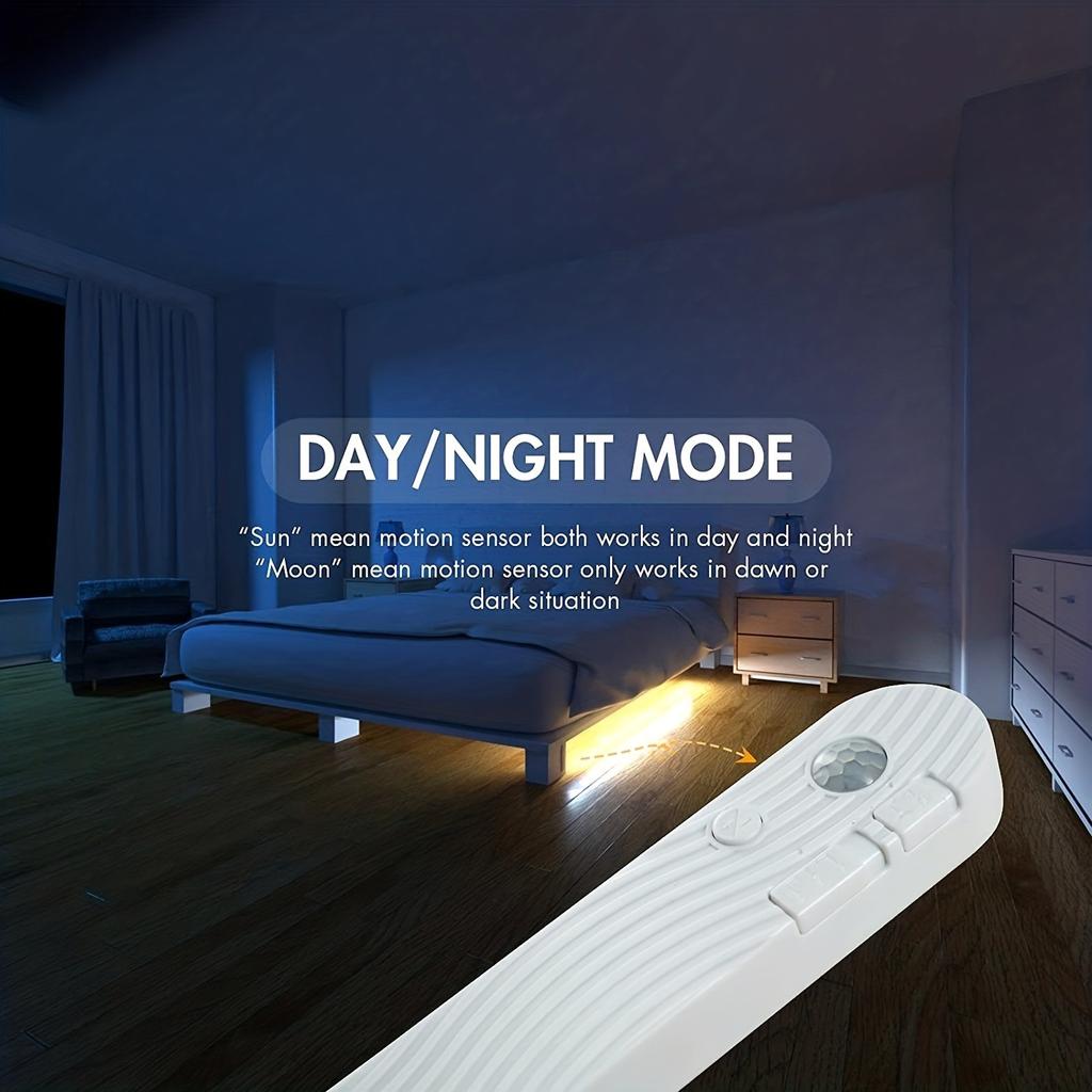 Flexible Adhesive Battery Box Human Body Sensor Light, Warm White Multi-mode LED Strip, Long Strip Lights for Stairs, Wardrobe, Study, Bedroom