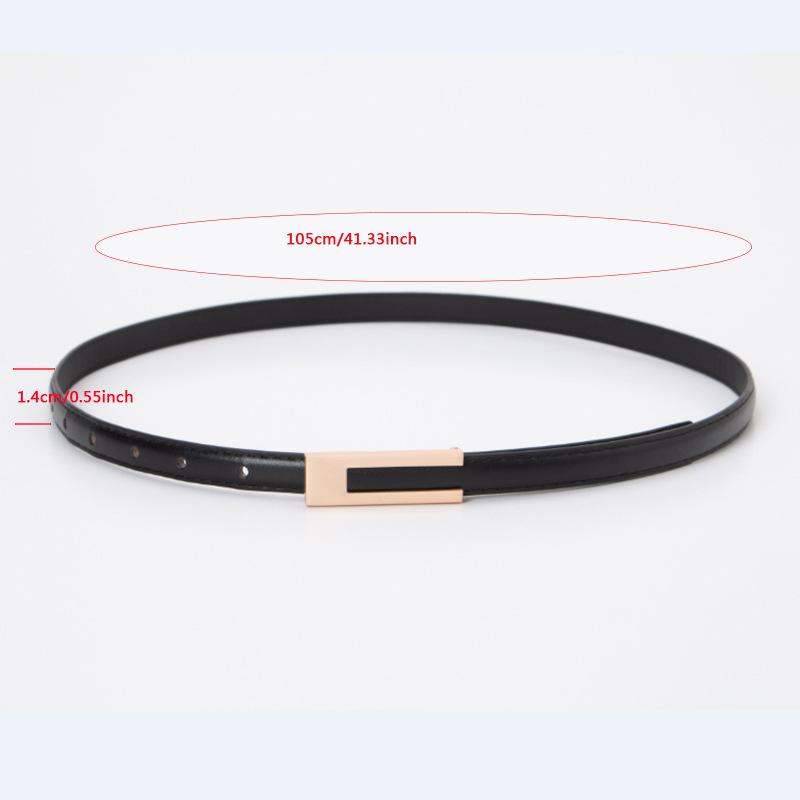 Women's Thin Black Belt Vintage Classic Simple Casual Waistband for Dress Shirt Pants