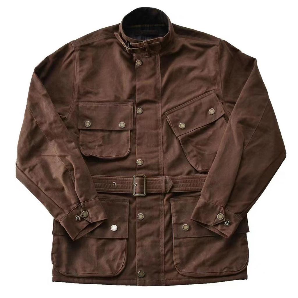 Мужская куртка-ветровка Shenwu American Retro из вощеной ткани для мотоциклистов - зимняя, цвета хаки