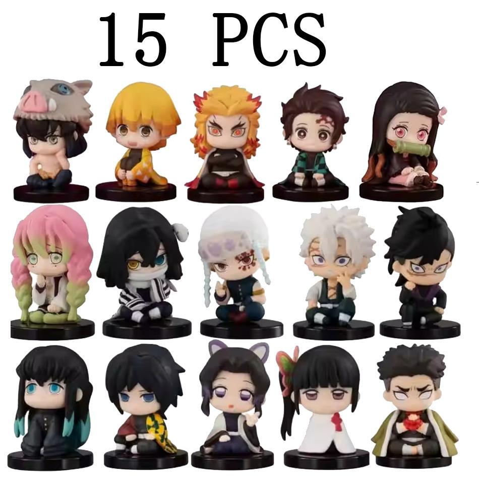 Игрушка аниме-фигурка Demon Slayer - Kimetsu No Yaiba Q версия - Сидящий Тандзиро Нидози Иноске Зеницу PVD Фигурка Модель Кукла Подарок