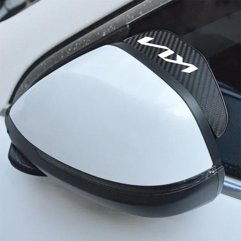 cqnzrj1 For Kia Morning Picanto Ray Sorento XCeed Soul Cerato Venga Cade 2Pcs Car Logo Rearview Mirror Rain Eyebrow Stickers Accessories
