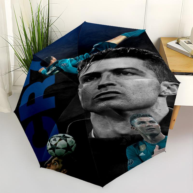 Cr7 Football Legend Outdoor Automatic Umbrella Retractable Design with 8-Rib Durability Durable Plastic & Iron All-Season Use Fashionable