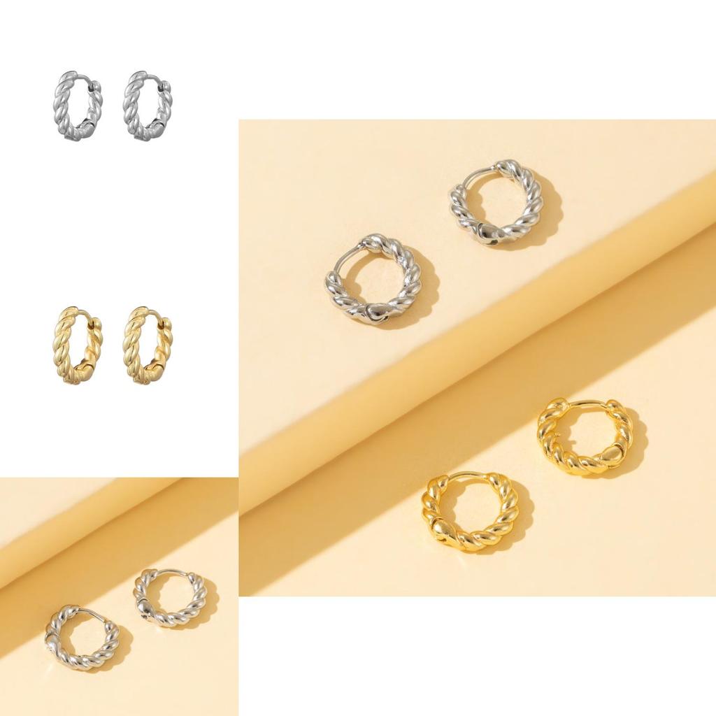 Stylish Geometric Alloy Earrings For Women Chic Simple Hoop Design