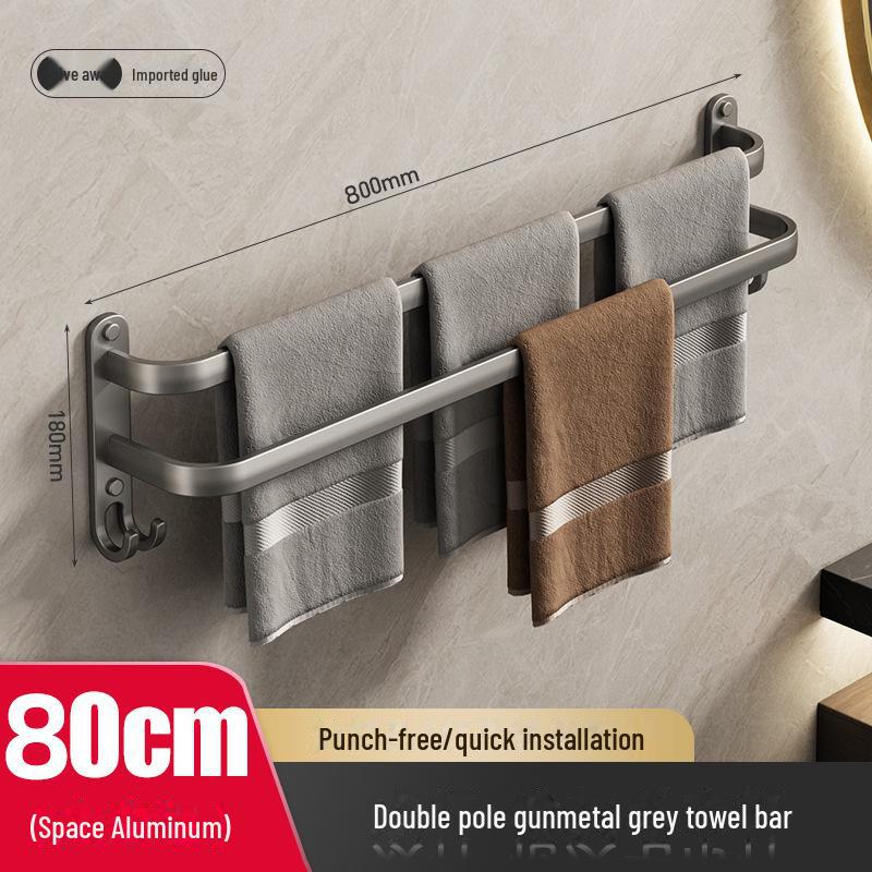 Алюминиевая настенная вешалка для полотенец без отверстий и полка для хранения вещей для кухни и ванной комнаты