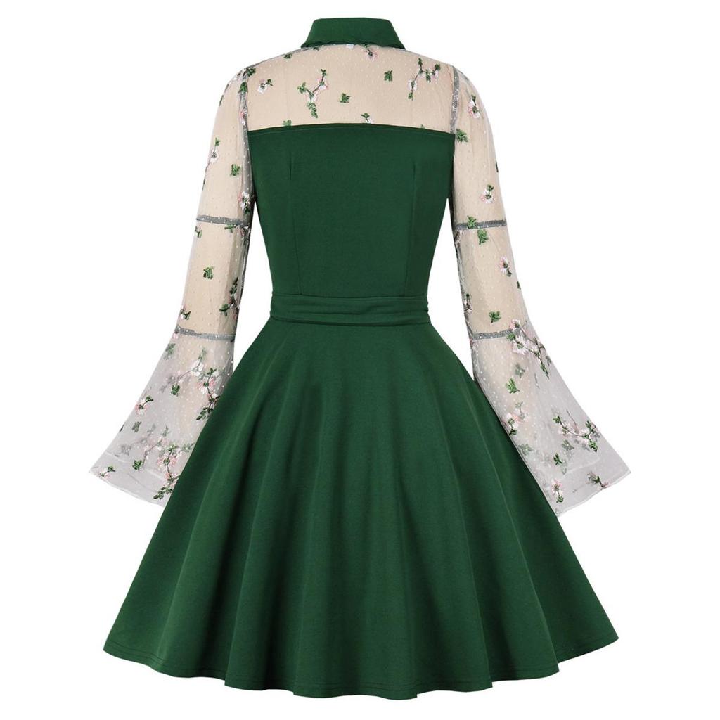 Женские ретро-готические свободные платья с вышитыми развевающимися рукавами и вырезом в форме сердца Платье на Хэллоуин Вечерняя коктейльная вечеринка Повседневная одежда Одежда для особых случаев S-4XL