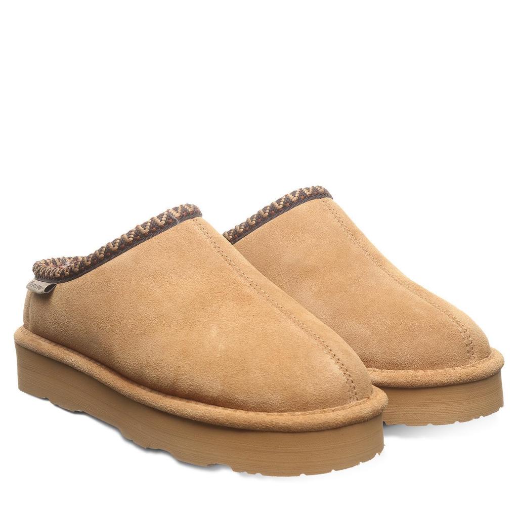 BEARPAW Martis Толстые Натуральные Пушистые Кофейные Шлепанцы, Подошва, Водоотталкивающие, Устойчивые к Пятнам, Кожаные, Теплые, (Ледяной монолит, 22,0 см)