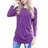 Рубашки с длинным рукавом для женщин, легкие свитера с круглым вырезом на пуговицах, туники, топы с круглым вырезом