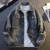 2025 Spring and Autumn New Trendy Brand Retro Denim Jacket Men's Washed Small Fragrant Wind Jacquard Couple Tooling Jacket