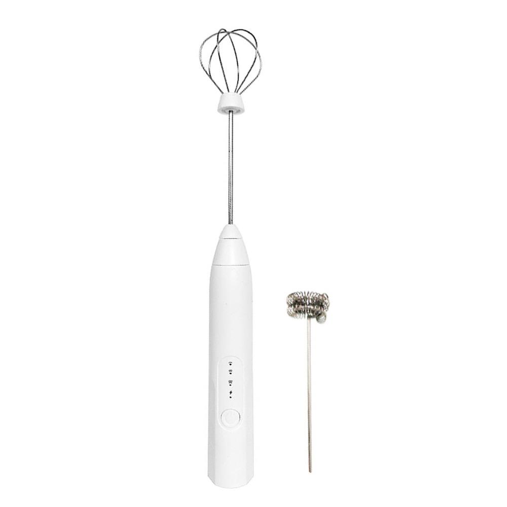 Plastic Stainless Steel Milk Frother Black White Drink Mixer Coffee Latte Matcha