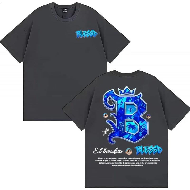Blessd El Bendito Graphic Tee Streetwear Cotton T-Shirt Men Casual Short Sleeve
