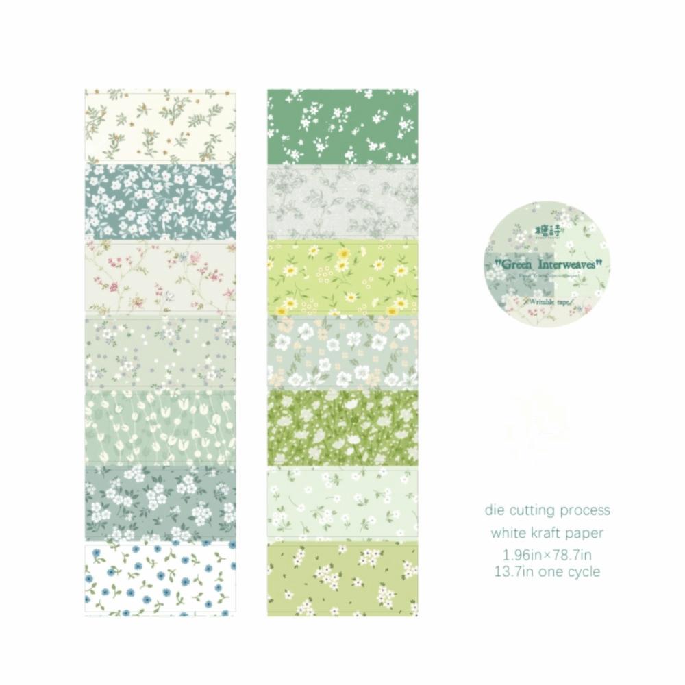 Floral Collection Series Decor Label Stickers Colored Adhesive Paper Tape New Washi Tape Journal