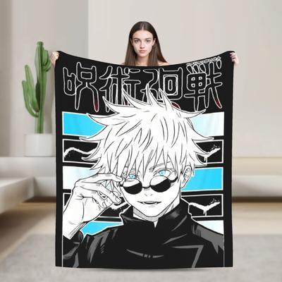 Плед Jujutsu Kaisen Годжо Сатору Аниме Фланелевые Пледы Постельные Принадлежности Диван Персонализированные Мягкие Теплые Покрывала,