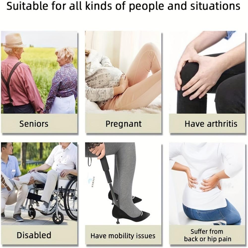 1PC Long Handle Adjustable Shoehorn, Shoe Horn With Stainless Steel Telescopic Pole For The Seniors