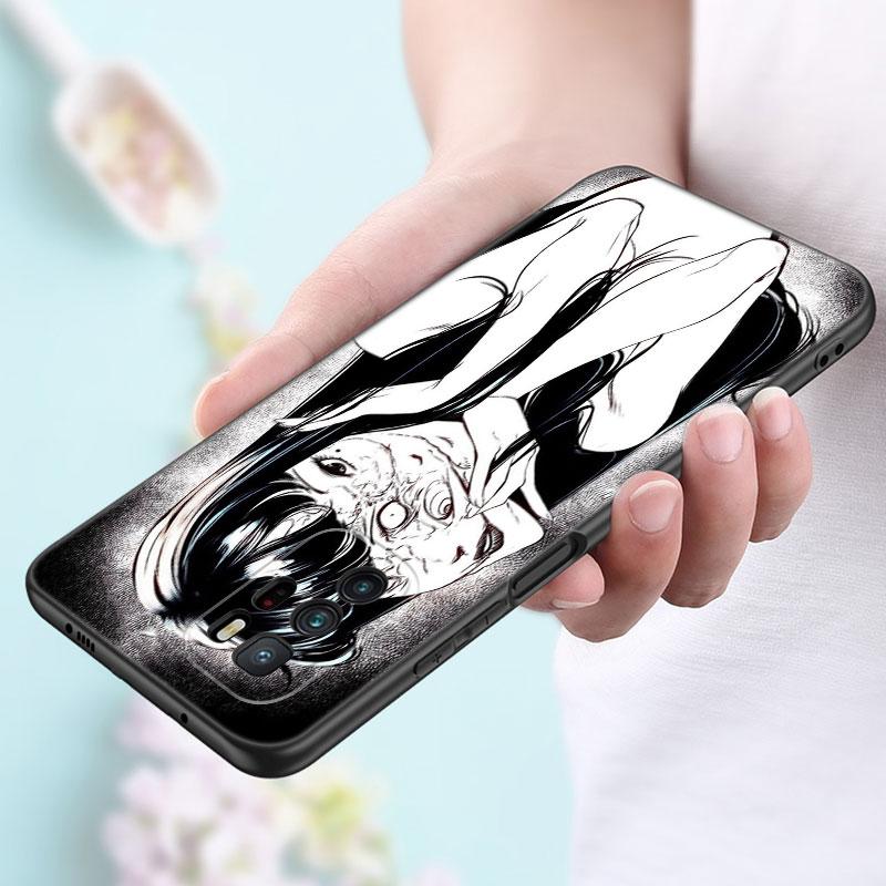 Junji Ito Terror Horror Anime Case For Xiaomi Redmi Note 7 8 9 10 Lite 11 11E 11T 12 Pro 11S 4G 10T 5G 8T 9S 10S TPU Black Cover