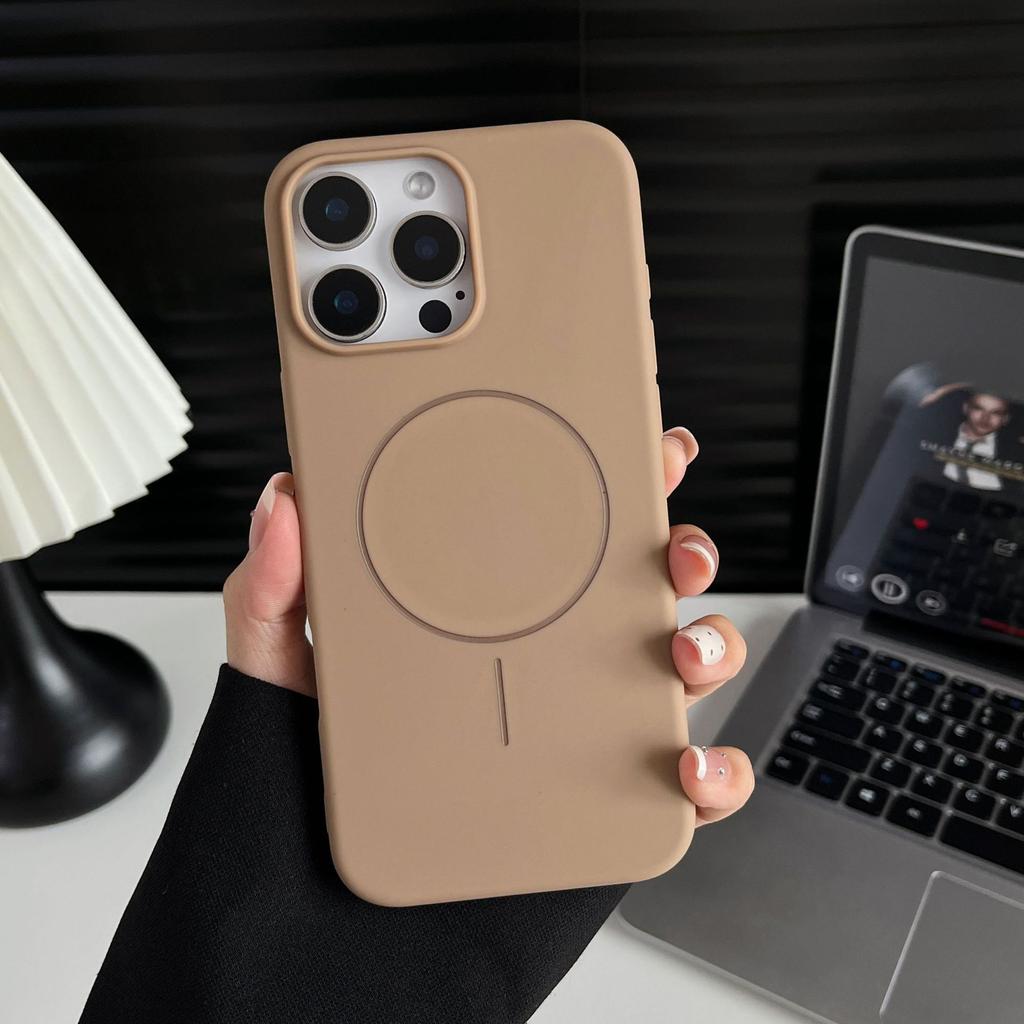 Matte TPU Magnetic Suction for IPhone17promax Mobile Phone Case Solid Color 16 with Flannel for Apple 15 Official Case
