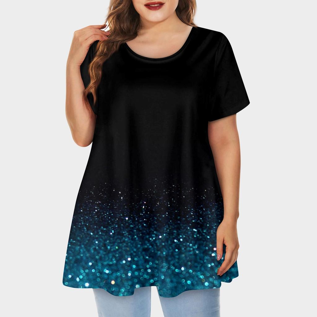 Женская свободная футболка трапециевидной формы с коротким рукавом и круглым вырезом с большим верхом и принтом