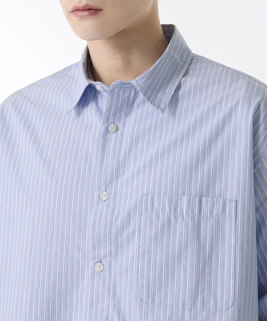 MUSINSA STANDARD Relaxed Shadow Stripe Poplin Shirt [Sky Blue/Stripe]