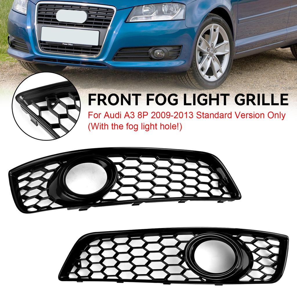 Honeycomb Bumper Front Fog Light Grill Grille Cover Fit A3 8P 2009-2013