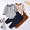 Newborn Infant Baby Boys Girls Solid Knitted Romper Tops+Pants Sets Outfits