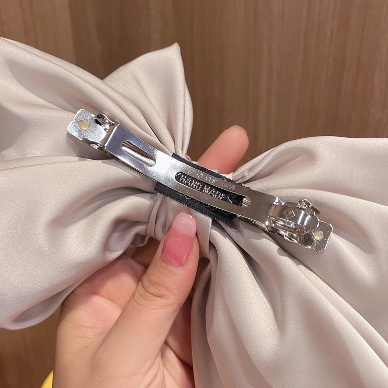Korean Satin Bow Hairpin for Women - Large Drape Ponytail Clip
