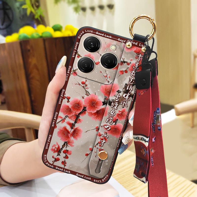 Durable Back Cover Phone Case For Tecno Spark20 Pro/KJ6 Shockproof Waterproof Fashion Ring Phone Holder Chinese style