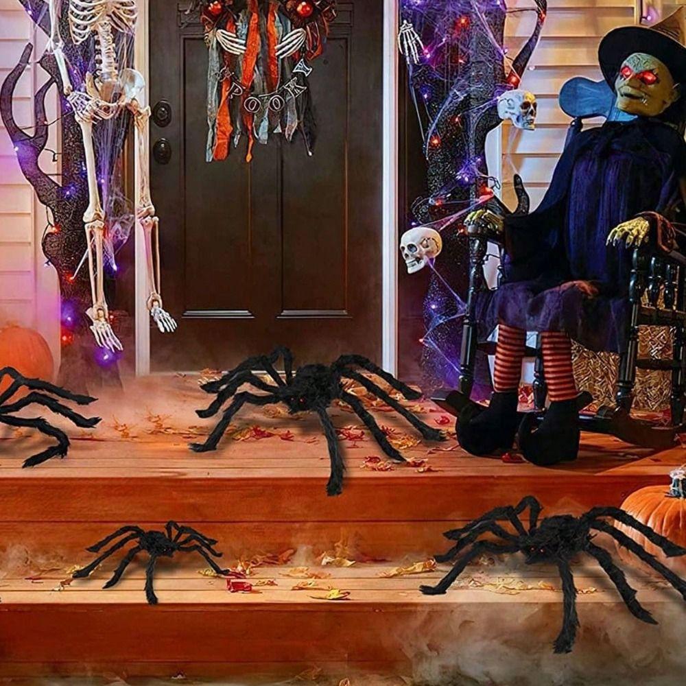 Party Supplies Prank Props Black Plush Spider Bar Ornament Halloween Decoration Haunted House