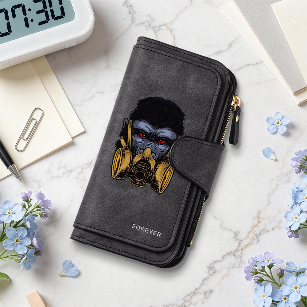 Cool Gorilla Pattern Long Wallet Stylish Portable Casual Card Holder Purse