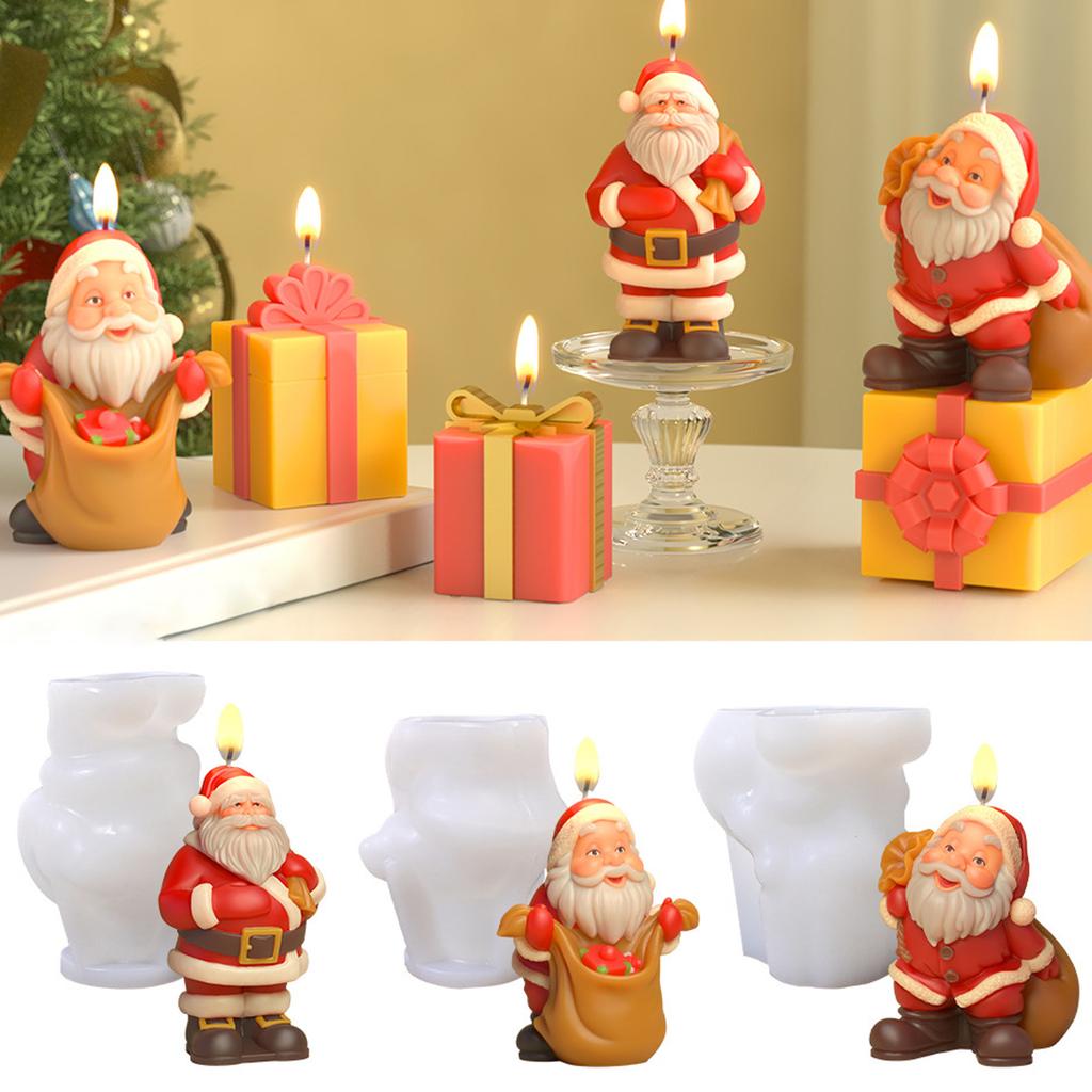 Santa Claus Candle Molds Handmade Castings Molds Christmas Silicone Moulds Epoxy Resin Molds Plasters Molds