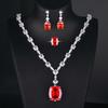 Seiko Bird'S Nest Ice Flower Cut Zircon Necklace Set High Sense Fanta Red Bridal Dress Accessories Earrings Ring Women