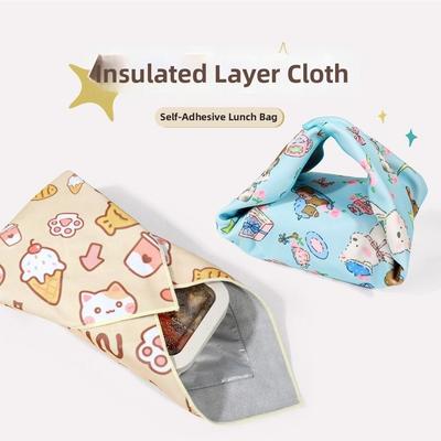 Cat Pattern Cold Hot Insulation Cover Foldable Tablet Wrapper Cloth  Lunch Box