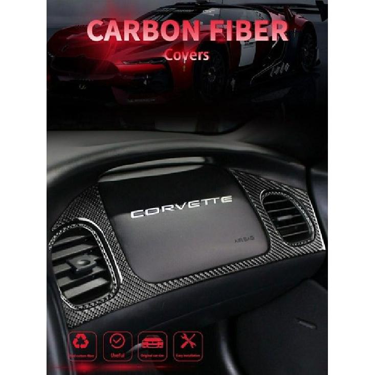 3Pcs Carbon Fiber Passenger Dashboard Cover Trim For Chevrolet Corvette C5 98-04