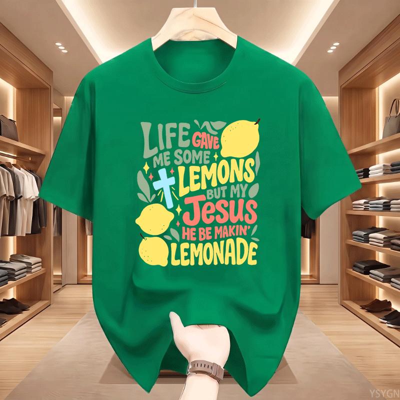 Lemonade Jesus Tshirt Unisex Christian Apparel Lemons T Shirt Faith Based Tshirt Casual Cotton Short Sleeve Round Neck Tees Tops