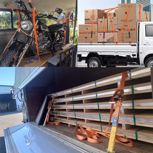 Set of 4 25mm Wide X 5m Long Lashing Belts, Ratchet-Type Cargo Tie-Down Belts, Multi-Purpose Cargo Tie-Down Straps, Earthquake Preparedness Supplies