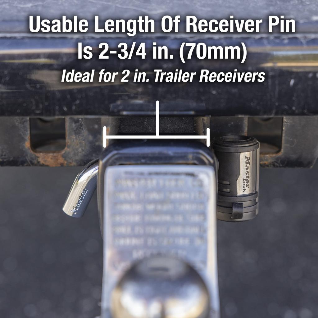 Master Lock Receiver Lock, 1/2" and 5/8" Swivel Head, Weatherproof Trailer Coupler Locking Hitch