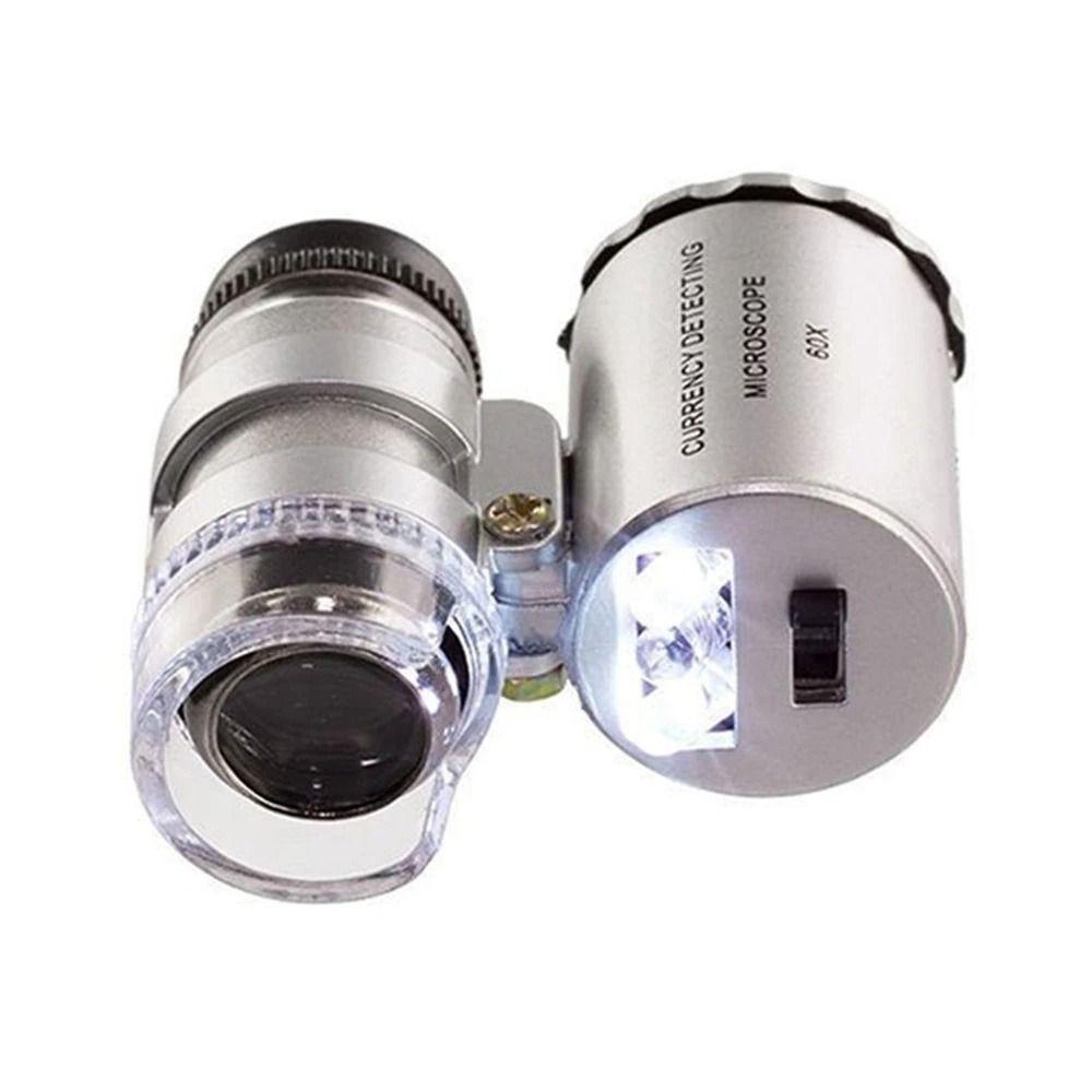 Portable Mini Pocket Handheld Illuminated Microscope Magnifying Glass 60X Jeweler Magnifier