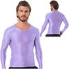 Shiny Tops for Mens Metallic Glossy Long Sleeve Shirt Slim Disco T-Shirt