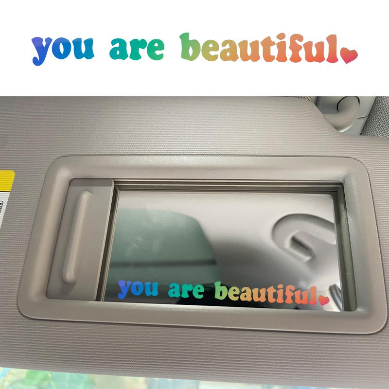 Car Interior Stickers, Text Stickers, You Look Beautiful, Interior Decoration, Rearview Mirrors, Fashion Stickers, Creative PVC