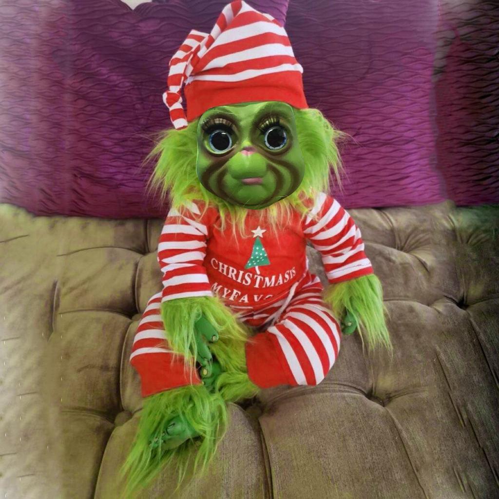 Christmas Latex Doll, Green Furry Gift, Plush Ornament, Christmas Gift