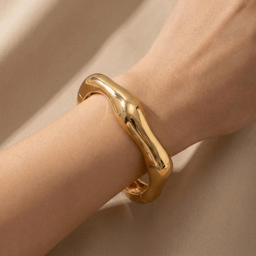 Zinc Zinc Zinc Alloy Metal Bracelet Geometry Wide Side Bangle Retro Open Bangle  Gift