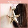 Gold Fashionable Shell Starfish Design Women Metal Earrings For Summer Beach