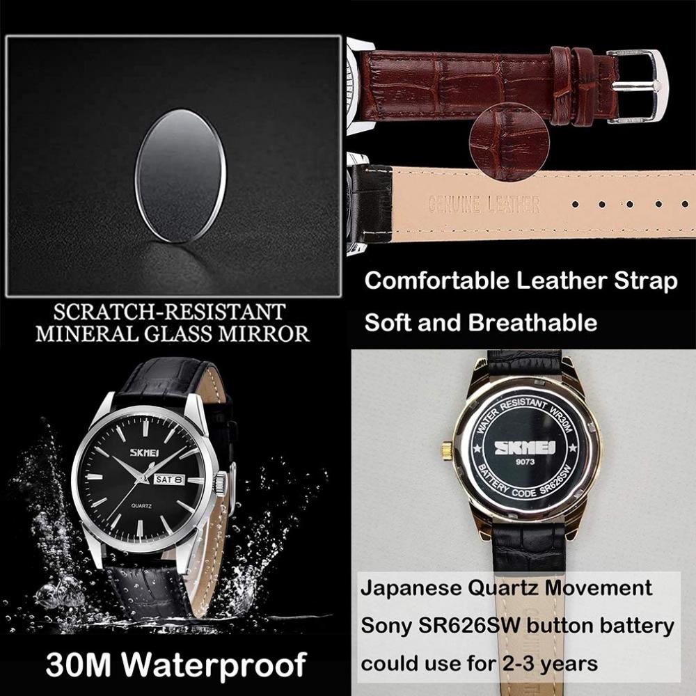Мужские часы с черным кожаным ремешком, деловые, классические, наручные, мужские, водонепроницаемые, кварцевые, аналоговые, стильные, повседневные, простые, дата, день недели, легкие, мужские