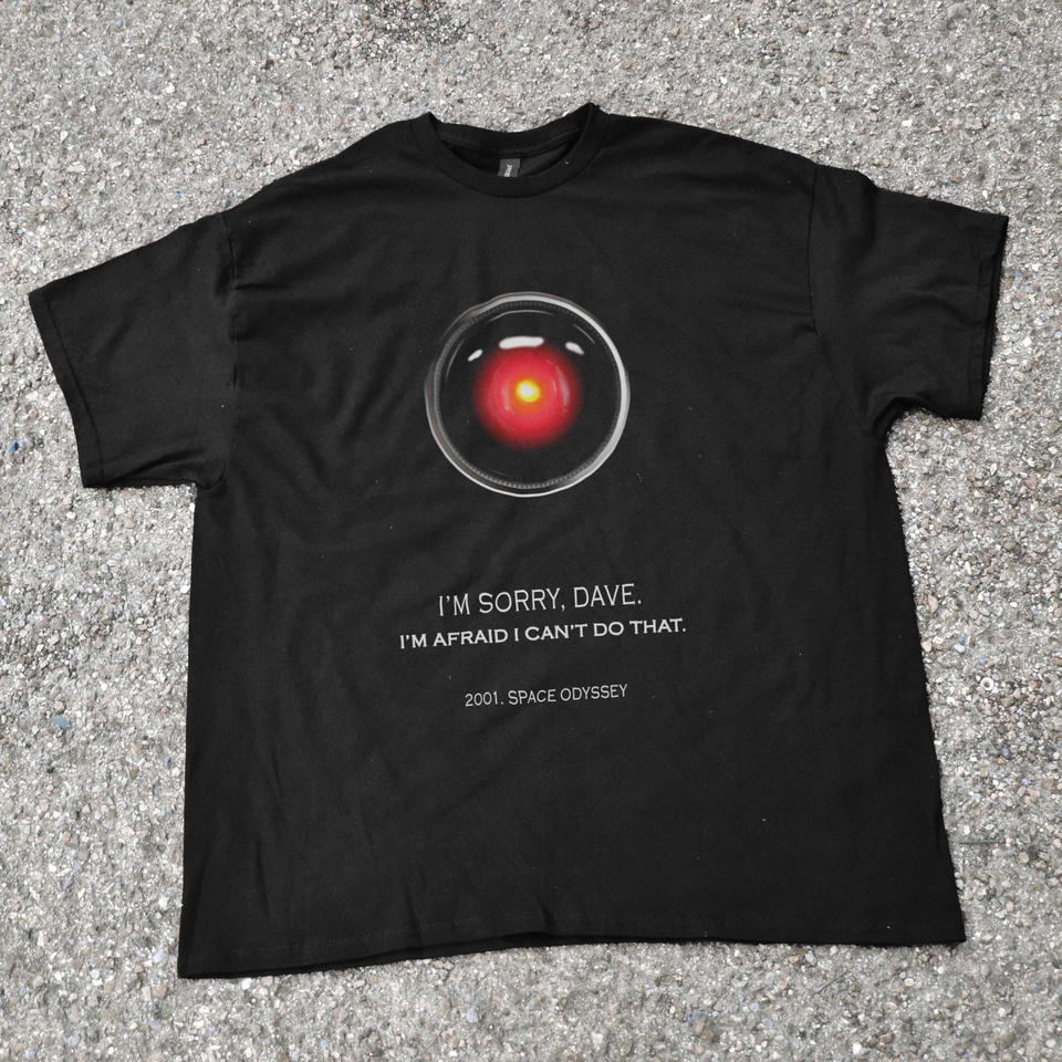 Inspired By "2001: A Space Odyssey", Featuring HAL 9000, Stanley Kubrick, Sci-fi Movie Patterns, and A Vintage Printed T-shirt