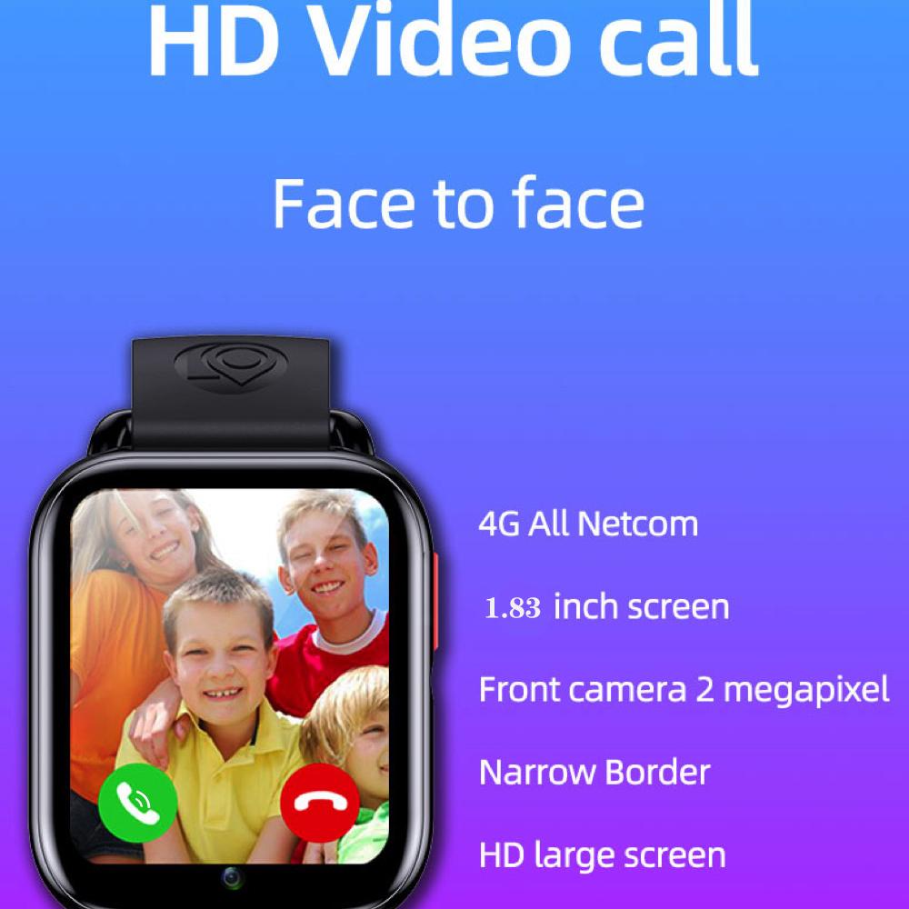 Детские умные часы 4 г, температура Sos, GPS, местоположение, видеовызов, Wi-Fi, SIM-карта, детские умные часы 1,83 дюйма, HD умные часы, водонепроницаемая камера для детей
