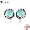 BAMOER New Collection Romantic 925 Sterling Silver Fairy Story Light Green CZ Stud Earrings