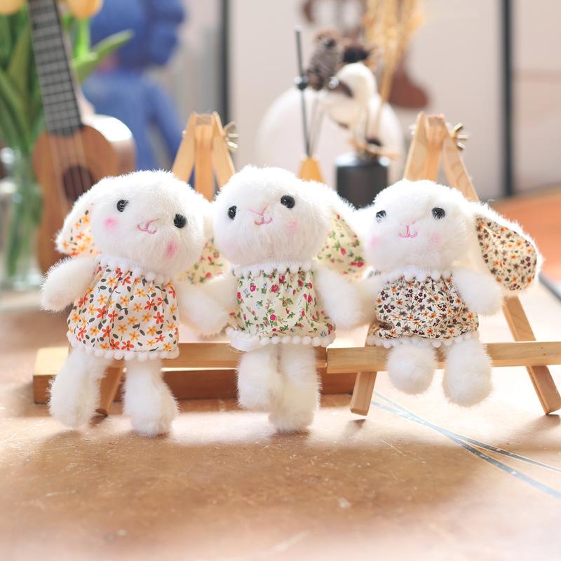 Cute Cute Floral Skirt Rabbit Pendant Plush Toy Doll Rabbit Bag Hanging Keychain Doll