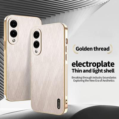 KADEM Чехол для Samsung Galaxy S25 Edge Гальваническое покрытие Шелковистая текстура ПУ+ТПУ Задняя крышка для телефона