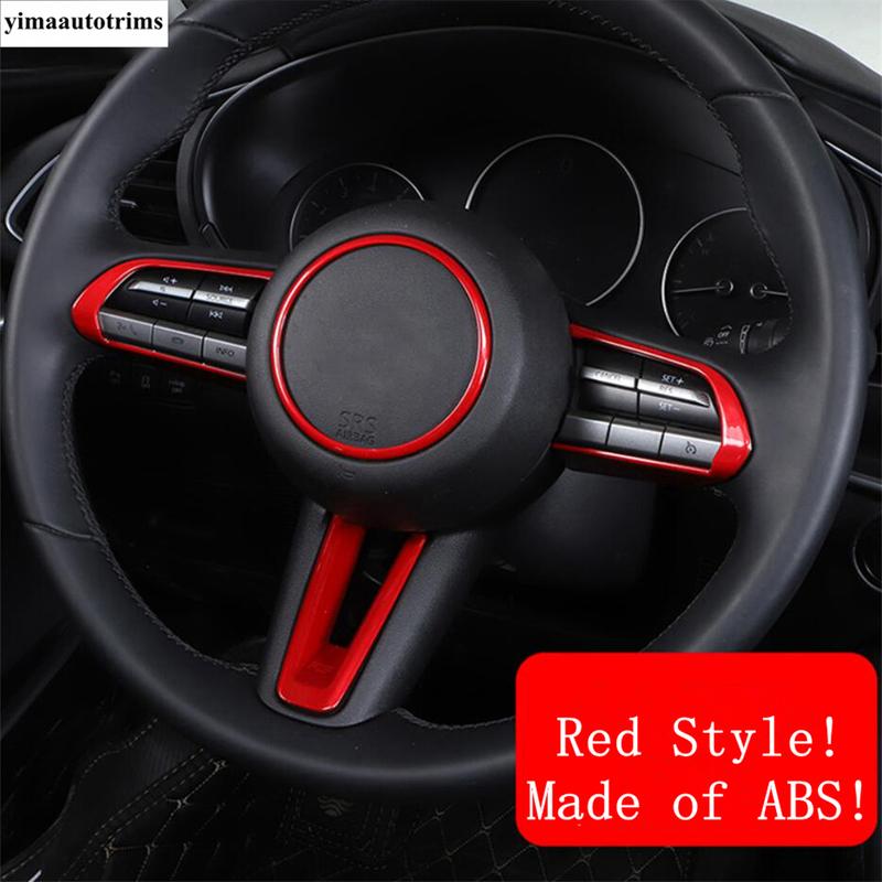 Steering Wheel Button Decoration Cover Kit Trim For Mazda 3 - 2025 / CX-30 - 2025 ABS Red / Carbon Fiber Accessories