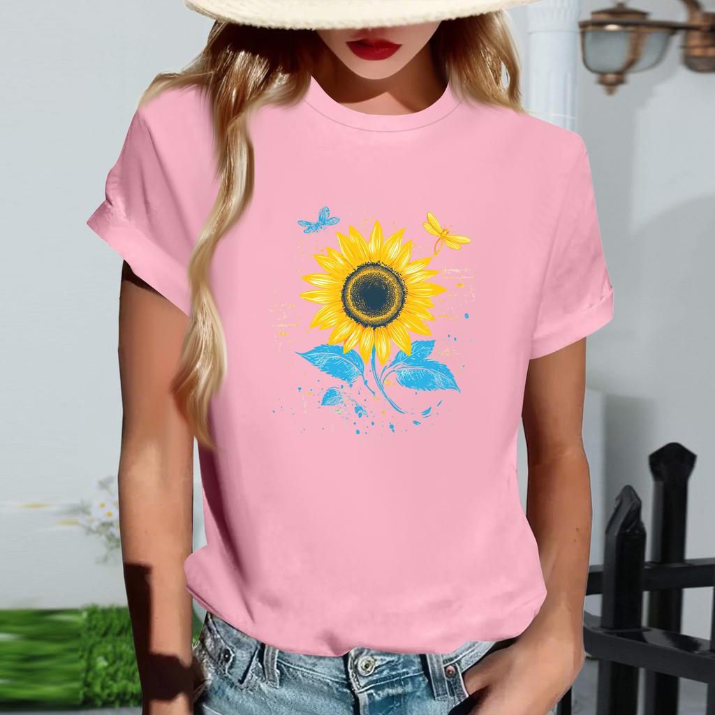 Женская модная футболка с круглым вырезом, повседневная, с ретро-принтом, с короткими рукавами