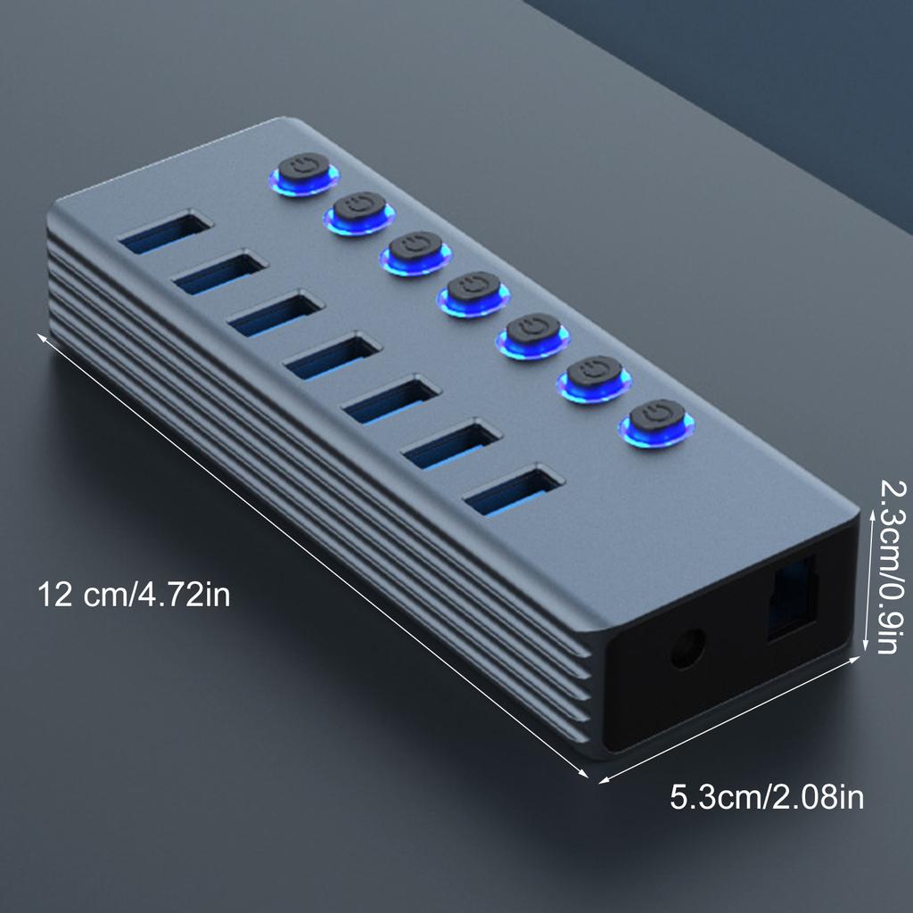 USB 3.0 Удлинительный Хаб с 7 Портами и Индивидуальными Светодиодными Индикаторами для Эффективной Передачи Данных на Компьютер